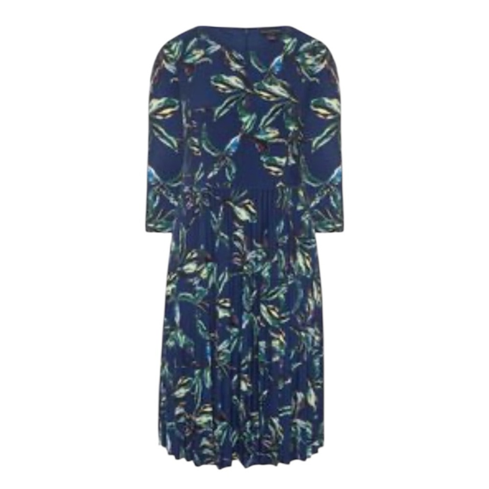 Long Tall Sally Navy Blue Floral Midi Dress Size 10 NWOT